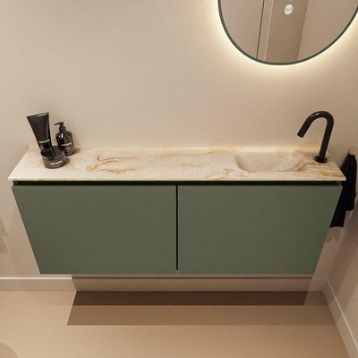 MONDIAZ TURE-DLUX 120cm toiletmeubel Army. EDEN wastafel Frappe positie rechts. Met 1 kraangat.