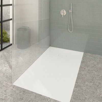Villeroy & Boch Ecora douchebak - 150x90x3.5cm - afvoer korte zijde - stone white (wit)