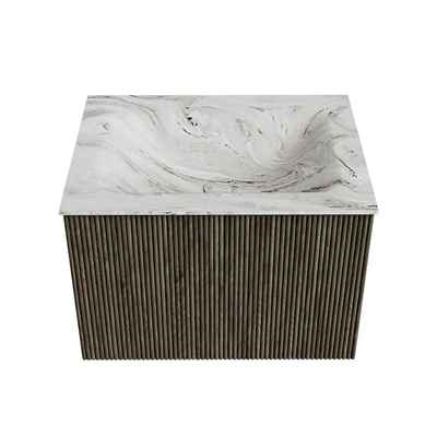 Mondiaz KURVE-DLUX Ensemble meuble de salle de bain - 60x46x40cm - 1 tiroir - lavabo solid surface - central - sans trou de robinet - Shadow