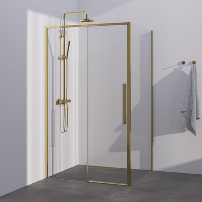 BRAUER Season douchecabine - 120x90x200cm - schuifdeur - helder glas - omkeerbaar - glascoating - Goud