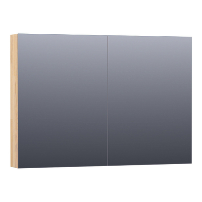 Saniclass Plain Spiegelkast - 100x70x15cm - 2 links/rechtsdraaiende spiegeldeuren - hout - grey oak