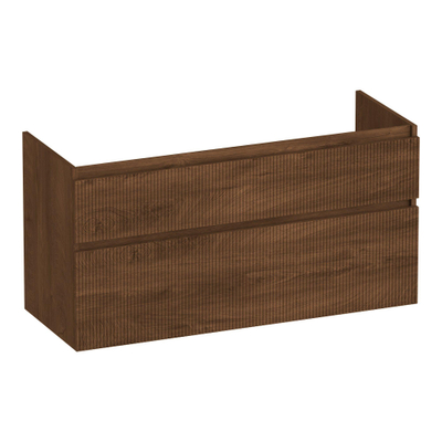 BRAUER Delight Wavy wastafelonderkast 120 2 softclose lades - greeploos - 1 sifon uitsparing - Forest Cacao