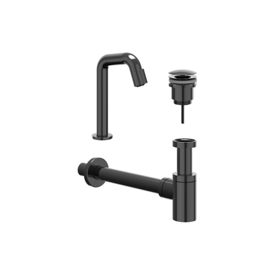 IVY Pact Fonteinset - Contour - opbouw - laag - always open plug - Zwart chroom PVD