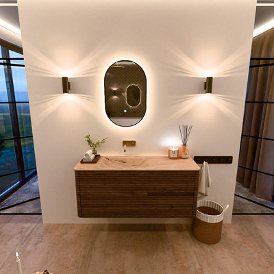 Mondiaz CIRO-DLUX Meuble de salle de bains - 120x45x50cm - Plan vasque solid surface Arena - 1 cuve à gauche - sans trous de robinetterie - 2 tiroirs - Dusk