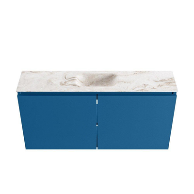 MONDIAZ TURE-DLUX 100cm meuble WC Jeans. EDEN lavabo Frappe position milieu. Avec 1 trou de robinet.