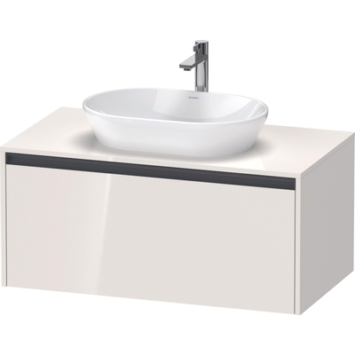 Duravit Ketho.2 Wastafelonderbouwkast - inclusief consoleplaat - met 1 lade - 100x55x45.9cm - met handgreep antraciet - hoogglans wit