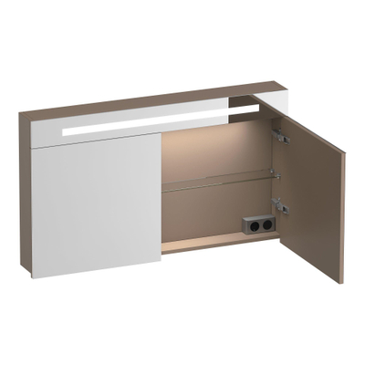 BRAUER Promise armoire de toilette – 119 x 70 x 15 cm – LED directe en haut – 2 portes – Moka