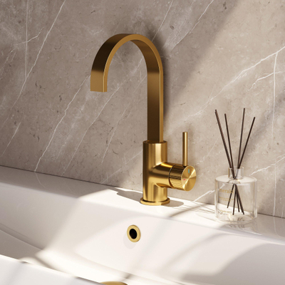 BRAUER Stripe Mitigeur lavabo haut en applique - bec plat pivotant - modèle A - or brossé PVD