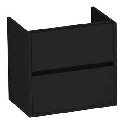 BRAUER Adore Meuble sous-lavabo peu profond - 60x39x55cm - 2 tiroirs à fermeture douce - sans poignée - 1 découpe pour siphon - noir mat