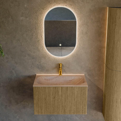 MONDIAZ KURVE-DLUX Meuble de salle de bains 70cm couleur Dusk avec 1 tiroir et 0 porte. Lavabo BIG SMALL Centre 1 trou de robinet Saba.