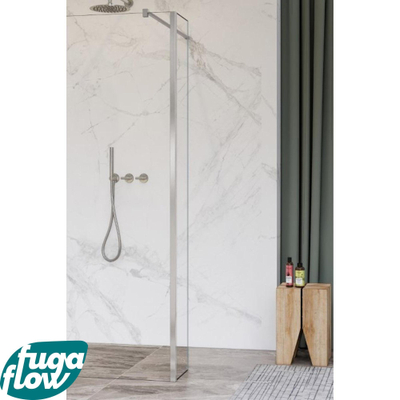 FugaFlow Eccelente Vetro Paroi latérale - 40x200cm - verre clair - 8mm - avec profilé d'angle - Inox brossé