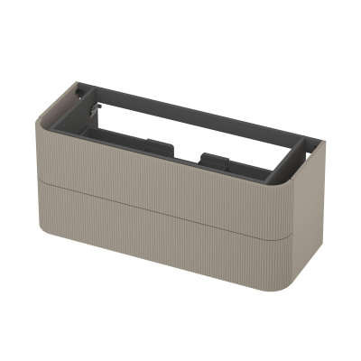 INK Concept R Meuble sous-lavabo - 120x45x52cm - 2 tiroirs - poignées en saillie - fraisées - angles arrondis - MDF - coton crème mat