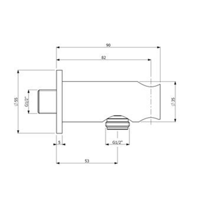 Napoliwand Coude de raccordement mural avec support 1/2 Chrome