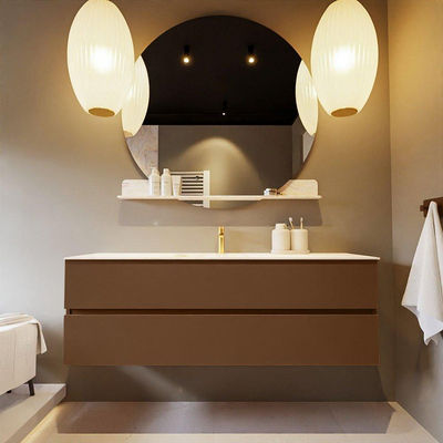 Mondiaz VICA-DLUX ensemble de meuble de salle de bain - 150cm - meuble sous-vasque reposant - 2 tiroirs - lavabo encastré cloud milieu - 1 trou de robinet - version haute de 60cm - ostra