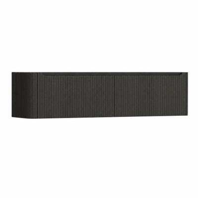 H&R Badmeubelen Juice Wastafelonderkast - 180x45x40cm - linkerhoek afgerond - 3D-front - 2 lades - geïntegreerde greep - basalt