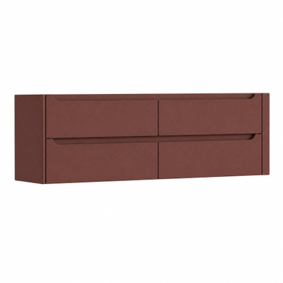 H&R Badmeubelen Juice Wastafelonderkast - 160x45x50cm - rechterhoek afgerond - 4 lades - geïntegreerde greep - Terra mat