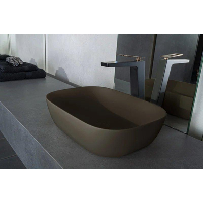 By Goof Waskom - opbouw - 46x12.2x34cm - Solid surface - Ovaal - Mat Moka