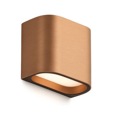 INK Atomic Wandlamp - 14x7x10cm - ovaal - onder+boven LED 2700K GU10 - IP44 - dimbaar - Geborsteld koper OUTLETSTORE