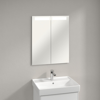 Villeroy & Boch My View In Armoire de toilette à 60.1x74.7x10.7cm avec éclairage LED intensité réglable à 3 étapes avec 2 portes