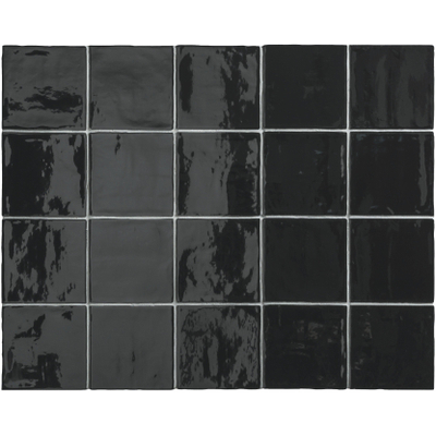 ÉCHANTILLON Par Goof Carreau mural Ancien Hollandais blanc noir Vintage Brillant Noir