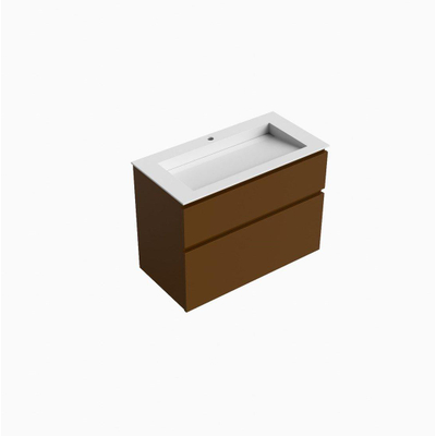 Mondiaz XABI Badkamermeubelset - 90x60x45cm - 2 lades - wastafel AVON talc - midden - 1 kraangat - Rust SHOWROOMMODEL