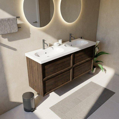 Saniclass Holz Frame Badkameronderkast - 140x45x60cm - 4 lades - eiken charcoal