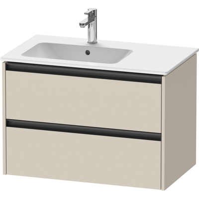 Duravit Ketho.2 Wastafelonderbouwkast - met 2 laden - voor waskom links - 81x48x54.9cm - met grepen antraciet - taupe supermat