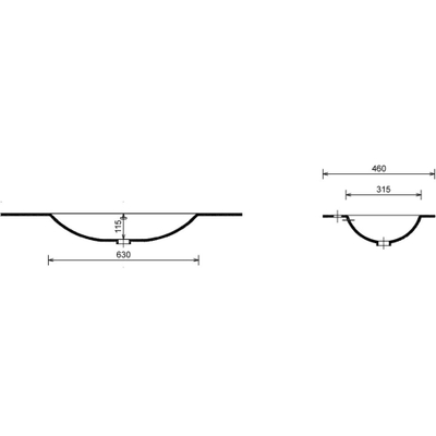 Mondiaz BIG SMALL Inbouwwastafel - B70xH1.2cm - 1 kraangat - wasbak Midden - solid surface Frappe mat (Multi)
