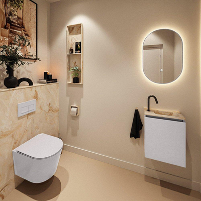 MONDIAZ TURE-DLUX Meuble toilette - 40cm - Cale - EDEN - vasque Frappe - position droite - 1 trou de robinet