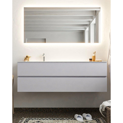 Mondiaz VICA ensemble de meuble de salle de bain - 150cm - meuble sous-vasque cale - 2 tiroirs - lavabo cloud gauche - 1 trou de robinet - miroir LED - version XL 60cm de haut