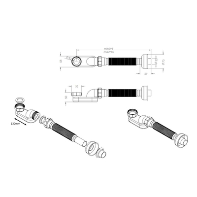 Best Design flexibele badafvoer sifon 1 1/2 x 915 mm