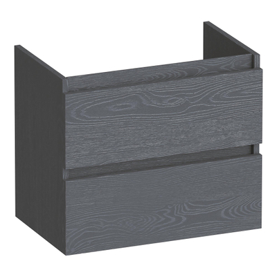 BRAUER Joy wastafelonderkast ondiep - 60x39x50cm - 2 softclose lades - greeploos - 1 sifon uitsparing - Timber Grey