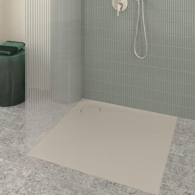 Villeroy & Boch Ecora douchebak - 90x90x3.5cm - hoekafvoer - almond (beige)