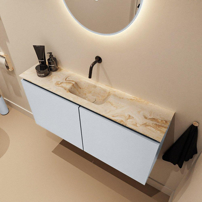 MONDIAZ TURE-DLUX 100cm toiletmeubel Clay. EDEN wastafel Frappe positie midden. Zonder kraangat.