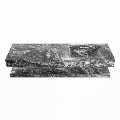 MONDIAZ ALAN - DLUX Badkamermeubelset - 150cm - planchet - Lava - vrijhangende wastafel - wasbak rechts - 0 kraangaten - Lava