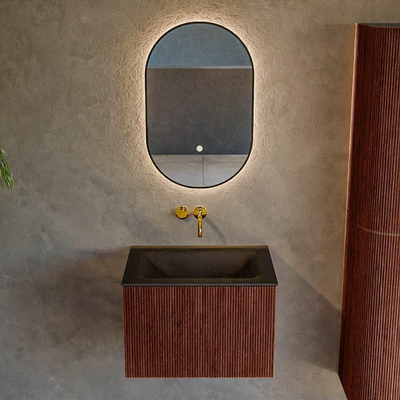 Mondiaz KURVE Badkamermeubelset - 60x46x40cm - 1 lade - wastafel solid surface - midden - zonder kraangat - Ruby