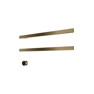 Hotbath &MORE Handdoekradiator - 80x38cm - vierkant - 2 stangen - horizontaal - met schakelaar - PVD - geborsteld messing (goud)