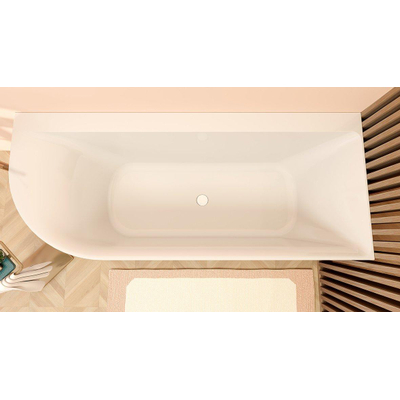 Wiesbaden Zenn baignoire d'angle droite 180 x 80 cm acrylique brillant blanc avec vidage brillant blanc