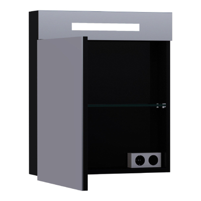 BRAUER 2.0 Armoire de toilette 59x70x15cm éclairage intégré rectangulaire 1 porte pivotante MDF Noir brillant