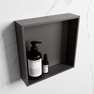 Mondiaz Easy niche 29,5x29,5x8cm - encastrable/sur meuble - 1 compartiment ouvert - Solid Surface - Gris foncé