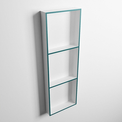 Mondiaz Easy nis 29.5x89.5x8cm voor Inbouw/opbouw 3 open vakken Solid surface Talc/Smag