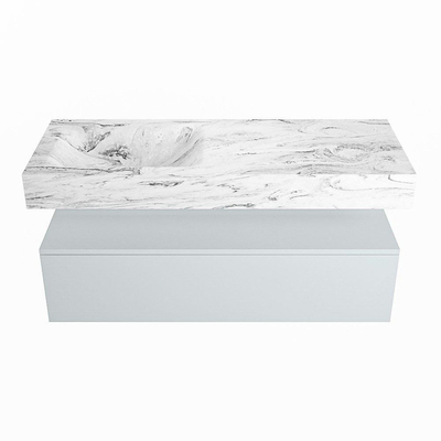 MONDIAZ ALAN - DLUX Badkamermeubelset - 120cm - onderkast - Clay - 1 lade - vrijhangende wastafel - wasbak links - 0 kraangaten - Glace