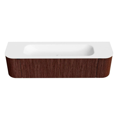 Mondiaz KURVE Badkamermeubelset - 170x46x40cm - 1 lade - 2 deuren - wastafel solid surface - midden - zonder kraangat - Ruby