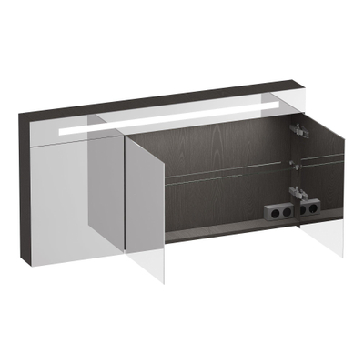 BRAUER Promise Deluxe spiegelkast – 139x70x15 cm – directe LED boven – Timber Anthracite