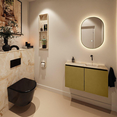 MONDIAZ TURE-DLUX Meuble toilette - 80cm - Oro - EDEN - vasque Frappe - position droite - sans trou de robinet