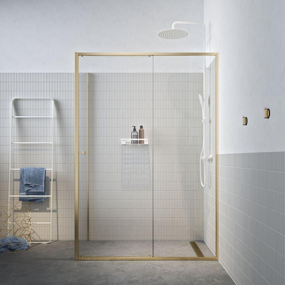 Sealskin Contour Porte coulissante avec paroi latérale 120x90x200cm verre de sécurité clair 6mm avec revêtement anticalcaire Or brossé