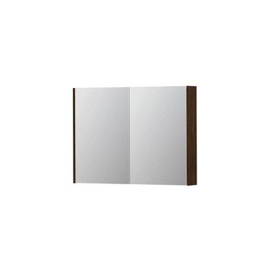INK SPK2 Armoire de toilette - 100x14x74cm - 2 portes - miroir double face - interrupteur et prise de courant - MFC Chêne cuivre