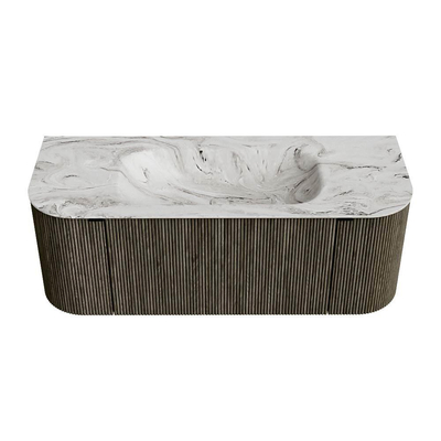 Mondiaz KURVE-DLUX Badkamermeubelset - 120x46x40cm - 1 lade - 2 deuren - wastafel solid surface - midden - zonder kraangat - Shadow