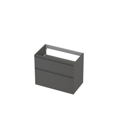 INK Wastafelonderkast - 80x45x65cm - 2 lades - greeploos - MDF lak - Mat grijs