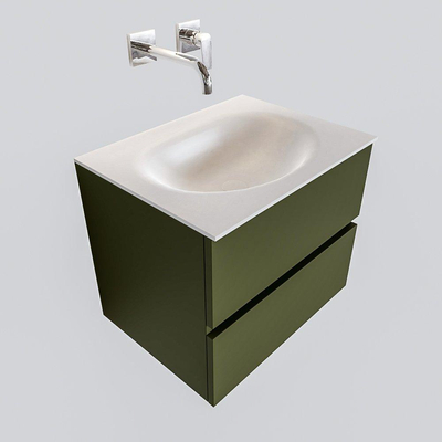 Mondiaz VICA Meuble Army avec 2 tiroirs 60x50x45cm vasque lavabo Moon centre sans trou de robinet